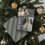 Merry 2 Photo Collage Modern Grey Christmas Holiday Card<br><div class="desc">This year, let your friends and family know you care with the Merry 2 Photo Collage Modern Grey Christmas card. Not only is it stylish and up-to-date, but it has enough space for you to include two of your favourite memories from the past year. The design is clean and minimal...</div>