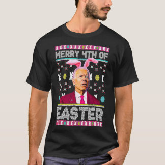 Merry 4th Of Easter Day Funny Bunny Joe Biden Boy  T-Shirt