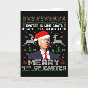 Merry 4th Of Easter Fun Biden Ugly Christmas Men Card