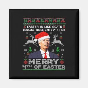 Merry 4th Of Easter Fun Biden Ugly Christmas Men Magnet