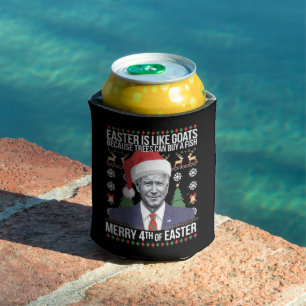 Merry 4th Of Easter Funny Biden Ugly Christmas  Can Cooler