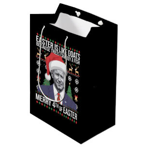 Merry 4th Of Easter Funny Biden Ugly Christmas  Medium Gift Bag