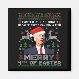 Merry 4th Of Easter Funny Biden Ugly Christmas Swe Magnet