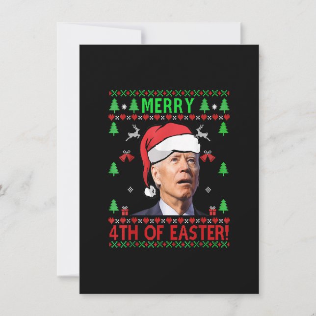 Merry 4th Of Easter Funny Joe Biden Christmas Invitation (Front)