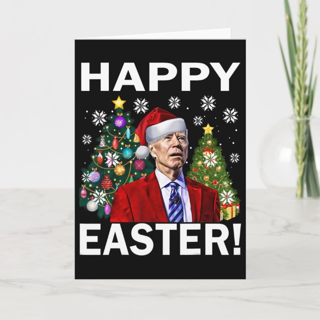 Merry 4th Of Easter Funny Joe Biden Christmas Ugly Card (Front)