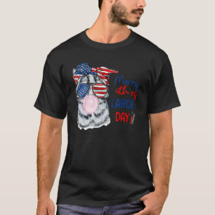 Merry 4th Of Labour Day Patriotic Cat blowing Bubb T-Shirt