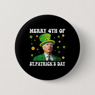 Merry 4th Of St Patricks Day Groovy Joe Biden Conf 6 Cm Round Badge