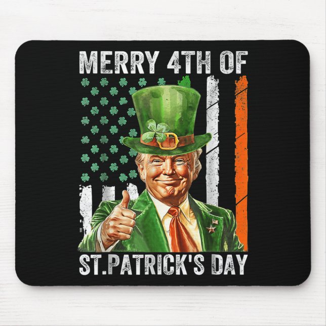 Merry 4th Of St Patricks Day Leprechaun Hat Mouse Pad (Front)