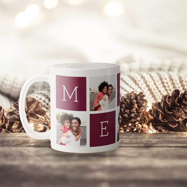 MERRY 5 Photo Collage Christmas Holiday Coffee Mug (Creator Uploaded)