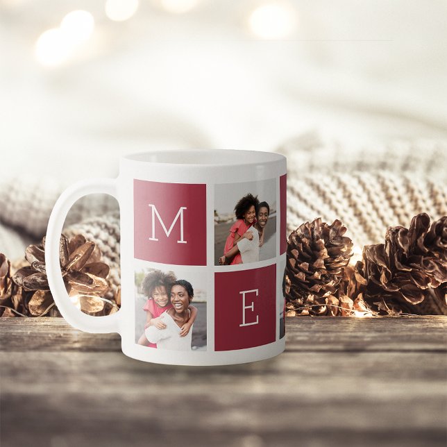 MERRY 5 Photo Collage Christmas Holiday Coffee Mug (Creator Uploaded)