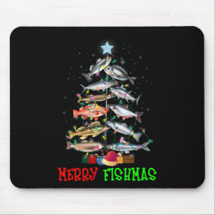 Merry A Fishmas Funny Christmas Tree Lights Fish F Mouse Pad