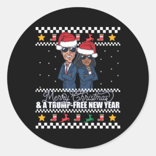 Merry A Trump-Free New Year Ugly Classic Round Sticker