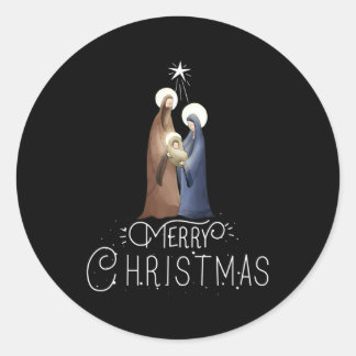Merry Advent Nativity Scene North Star Classic Round Sticker