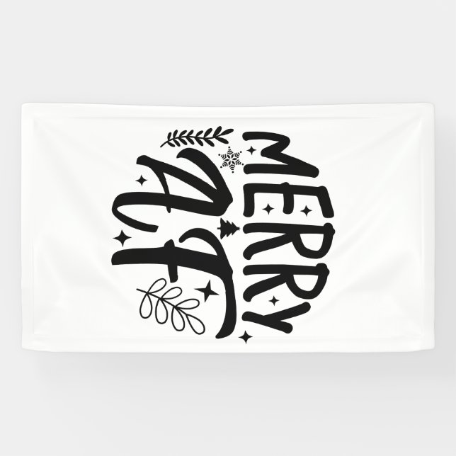 Merry Af Funny Christmas Snowflake Xmas  Banner (Horizontal)