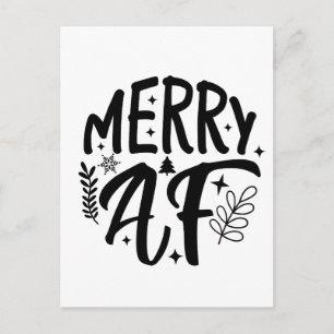 Merry Af Funny Christmas Snowflake Xmas Holiday Postcard