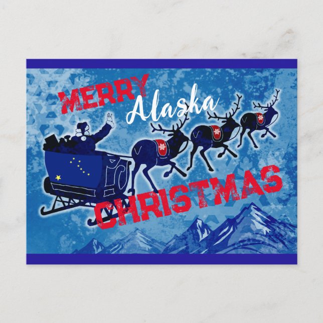 Merry Alaska Christmas postcard (Front)