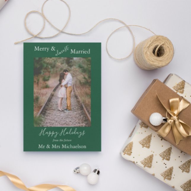 Merry & Almost Married Minimalist Holiday Card (Creator Uploaded)