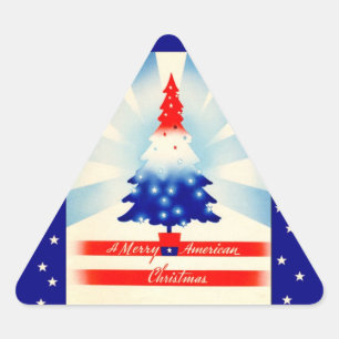 Merry American Christmas Patriotic Tree sticker