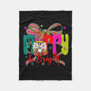Merry &amp; Bright Coquette Bow Nutcracker Christm Fleece Blanket