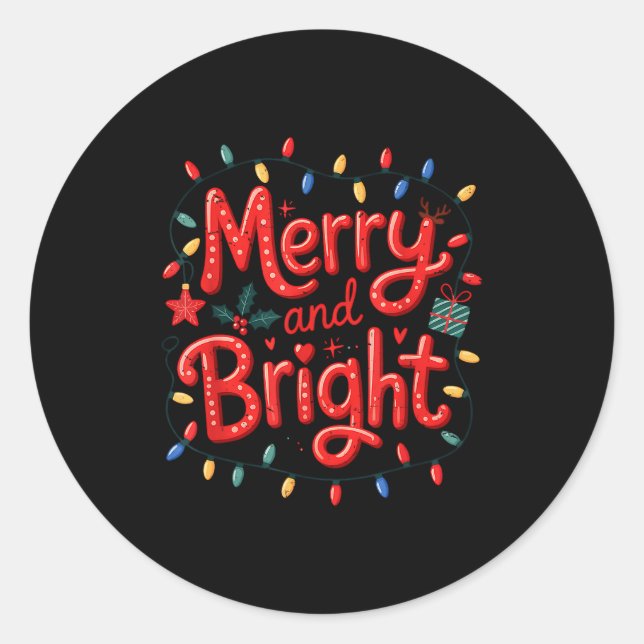 Merry &amp; Bright Moody &amp; Uptight Matching Co Classic Round Sticker (Front)