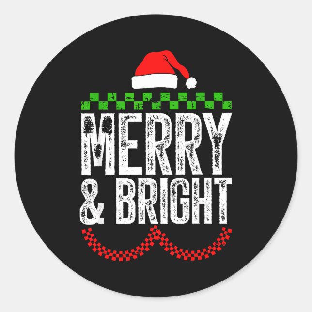 Merry &amp; Bright Moody &amp; Uptight Matching Co Classic Round Sticker (Front)
