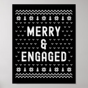 Merry & Engaged Christmas Engagement Announcem Poster