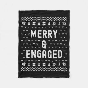 Merry & Engaged Christmas Matching Pajama Coup Fleece Blanket