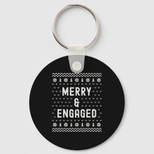 Merry & Engaged Christmas Matching Pajama Coup Key Ring