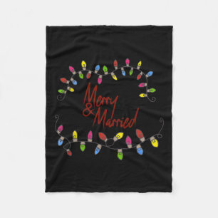 Merry &amp; Married First Christmas Matching Coupl Fleece Blanket