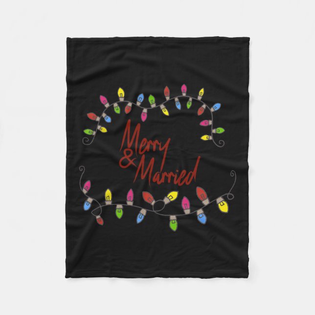Merry &amp; Married First Christmas Matching Coupl Fleece Blanket (Front)