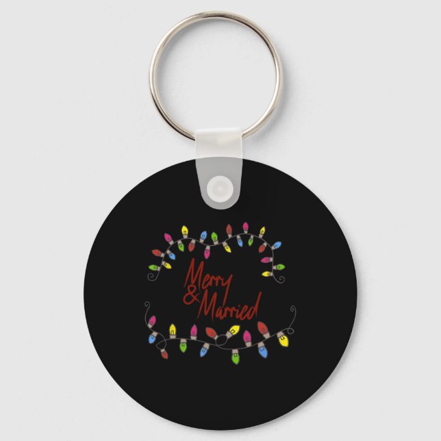 Merry &amp; Married First Christmas Matching Coupl Key Ring (Front)