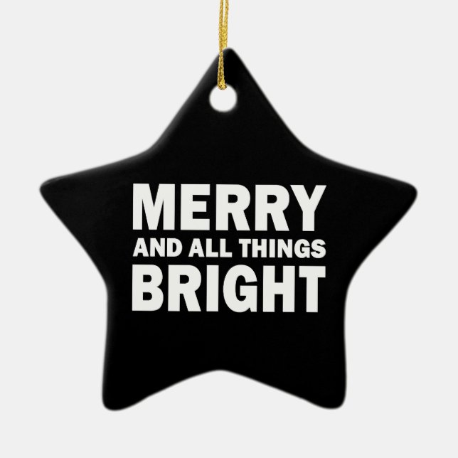 Merry and All Things Bright Modern Black Star Ceramic Tree Decoration (Front)