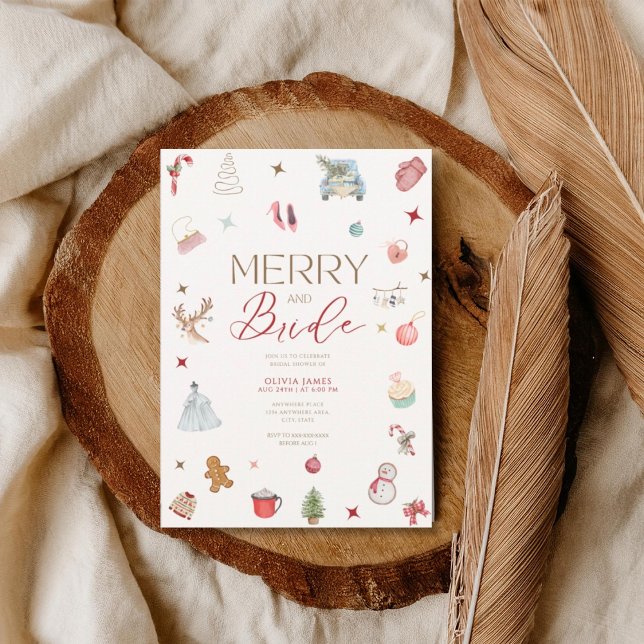 Merry and bride Christmas bridal shower Invitation (Creator Uploaded)