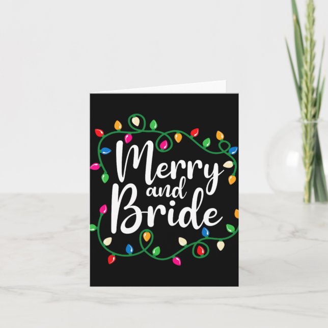 Merry And Bride Getting Lit Christmas Lights Bache Card (Front)