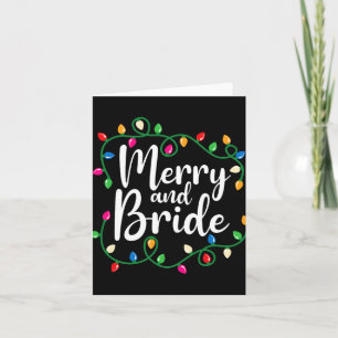 Merry And Bride Getting Lit Christmas Lights Bache Card