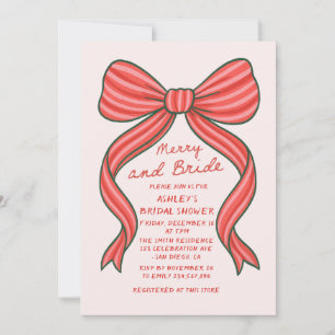 Merry and Bride Hand Drawn Christmas Bridal Shower Invitation
