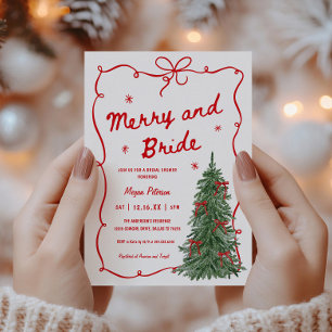 Merry and Bride Whimsical Holiday Bridal Shower Invitation