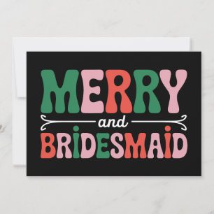 Merry And Bridesmaid Christmas Wedding Retro Xmas Invitation