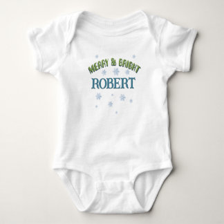 Merry and Bright Baby Name Custom Boy Christmas Bodysuit