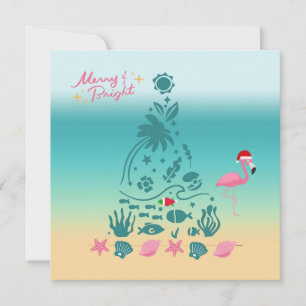 Merry And Bright Beach Christmas Holiday Card