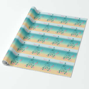 Merry And Bright Beach Christmas Wrapping Paper