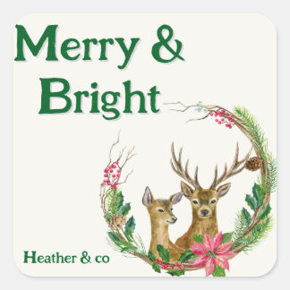 Merry and bright beautiful reindeer sticker