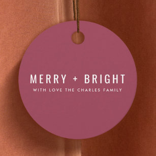 Merry and Bright   Berry Vintage Rose Christmas Favour Tags