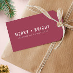 Merry and Bright | Berry Vintage Rose Christmas Gift Tags<br><div class="desc">A stylish modern holiday gift tag with a bold typography quote "Merry Bright" in white with a rose raspberry dusky berry pink feature color. The greeting and name can be easily customized for a personal touch. A trendy, minimalist and contemporary christmas design to stand out this holiday season! #christmas #merryandbright...</div>