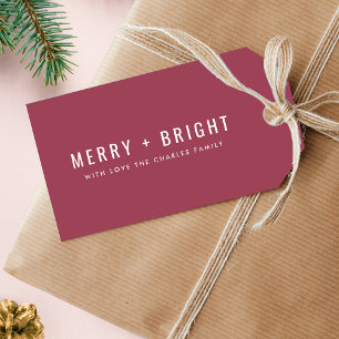 Merry and Bright   Berry Vintage Rose Christmas Gift Tags