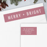 Merry and Bright | Berry Vintage Rose Christmas Wrap Around Label<br><div class="desc">A stylish modern holiday wrap around return address label with a bold typography quote "Merry Bright" in white with a rose raspberry dusky berry pink feature colour. The greeting and name can be easily customised for a personal touch. A trendy, minimalist and contemporary christmas design to stand out this holiday...</div>