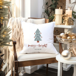 Merry and Bright   Boho Christmas Tree Cushion