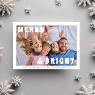 Merry And Bright Bold Typography Christmas Holiday Card