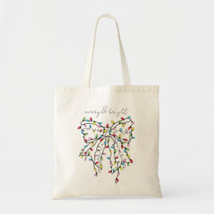 Merry And Bright Bow Lights Holiday Tote Bag