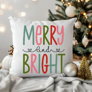 Merry and Bright Bright Colours Christmas Decor Cushion